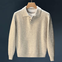 Mens Winter Retro Casual Knitted Solid-Color Sweater