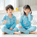 Cute Cartoon Boys And Girls Lapel Pajamas Set