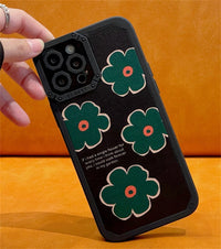 Retro Green Flower Checkerboard Lattice Phone Case