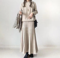 Women's Long Sleeve Pleated Skirt Fashion Suit