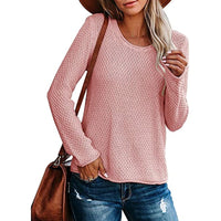Loose Solid Color Knitted Bottoming Shirt For Women