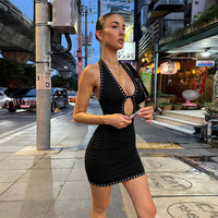 Girl Crush Style Vest-Style Backless Beaded Dress