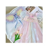 Children's Rainbow With Wings Birthday Dress Gauze Skirt
