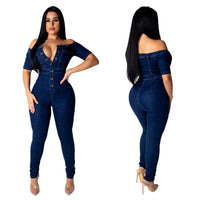 Tube Top One-shoulder Slim Slimming Jumpsuit Jeans