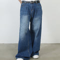 Personality Denim Men's Straight Washed I Loose Wide-leg Pants