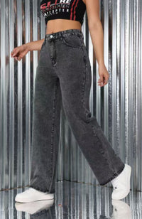 Embroidered Jeans High Waist Straight Loose Casual Trousers Women