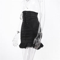 Women's Show Thin Black High Waist Sheath Stitching Skirt