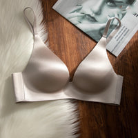 Womens Solid Color Minimalism Deep-V Satin Bodysuit