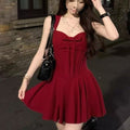 Waist-cinching, Figure-flattering Elegant Red Slip Dress