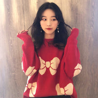 Women's Loose Top Student Cute Red Sweater