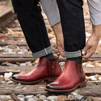 First Layer Cowhide Casual Short Boots Side Zipper Male Martin Boots