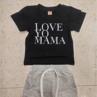 Casual Letter Print Infant Short Sleeve Suit
