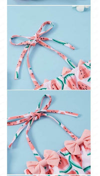 Girls' Bow Halter Lace-up Suit