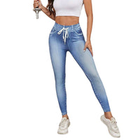 European And American High-waisted Drawstring Printed Pants