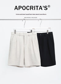 Men's Simple Solid Color Casual Cotton Linen Shorts