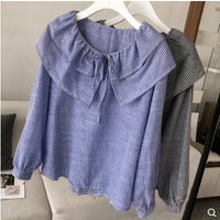 Temperament Commute Single-breasted Striped Pullover Lapel Shirt