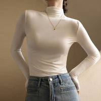 Women's Fashion Semi-Turtle Neck Long Sleeve T-Shirt