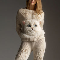 Fashionable Digital-Print Crew-Neck Womens Sweatshirt Series