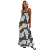 Printed Vacation-Style Sexy Tube Dress For Women