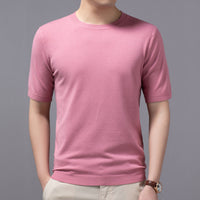 Spring And Summer New Knitted Round Neck Short-sleeved Shirt Bottoming Shirt For Men