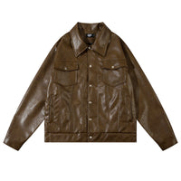 Lapel PU Leather Coat Men's Spring And Autumn