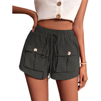 Women's Casual Pocket Loose Mid-Rise Drawstring Straight-Leg Pants