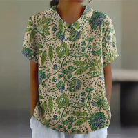 Summer Lapels Short Sleeve Elegant European And American Style Women Top