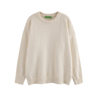American Retro Simple Solid Color Crew Neck Pullover Sweater Men And Women