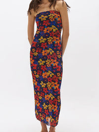 Sleeveless Off-shoulder Halterneck Sexy Backless Printed Dress