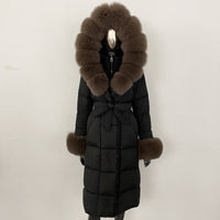 Thickened Long Section White Goose Down Slim Fit Women's Coat