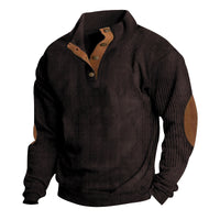Men's Casual Stand-up Collar Long Sleeve Ribbed Corduroy Sweatshirt
