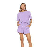 Simple Stylish Loose Short Sleeve Pajamas Two-piece Set For Women