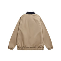 Men's Solid Color Simple Letter Printing Lapel Jacket Trendy Campus Youth Coat