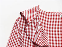 Autumn New Arrival Sweet Layered Decorative Small-Plaid Long-Sleeve Shirt