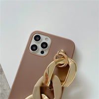 Retro Temperament Brown Buckle Chain Phone Case