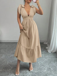 Summer V-Neck Solid Color Elegant Dress