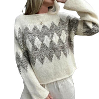 Women's Casual Simple Round Neck Jacquard Knitted Top