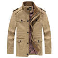 Washed Jacket Men's Cotton Plus Size Mid-length Trench Coat Coat Stand Collar