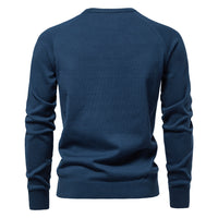Autumn And Winter New Cotton Men's Sweater Pullover Solid Color Raglan Sleeve Sweater