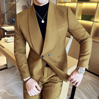 Double Breasted Green Collar Men's Casual Suit