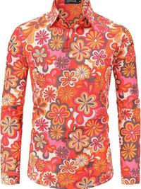 Men's Button Floral Retro Long-sleeved Shirt