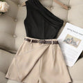 Fashionable All-match Commuter High Elastic Black Shorts