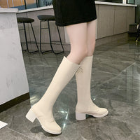 All-match Thick-heeled Zipper Over-the-knee Boots Were Thin