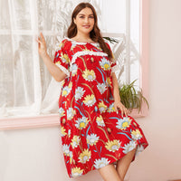 Ladies' Homewear Stitching Elastic Printing Nightdress