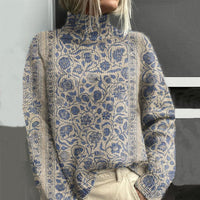 New 3D-printed Loose-fitting High-neck Top For Fallwintercross-border Style Casual Off-shoulder Design For Women