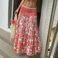 European And American Casual Printed Vacation Skirt