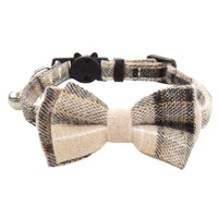 Bow Tie Cat Collar Bandana Breakaway Pet Collar Bandana With Classic Plaid Adjustable Cat Collar With Scarf And Bowtie Necklace