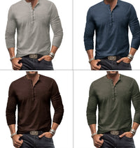 Button Washed Old V-neck Men's T-shirt