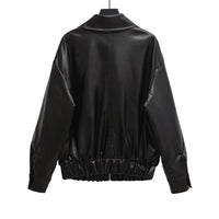 Women's Simple Imitation Leather Baggy Coat