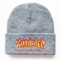 Fashion Flame Letter Embroidery Knitted Hat